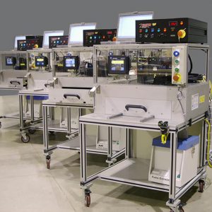 series of laser marking stations